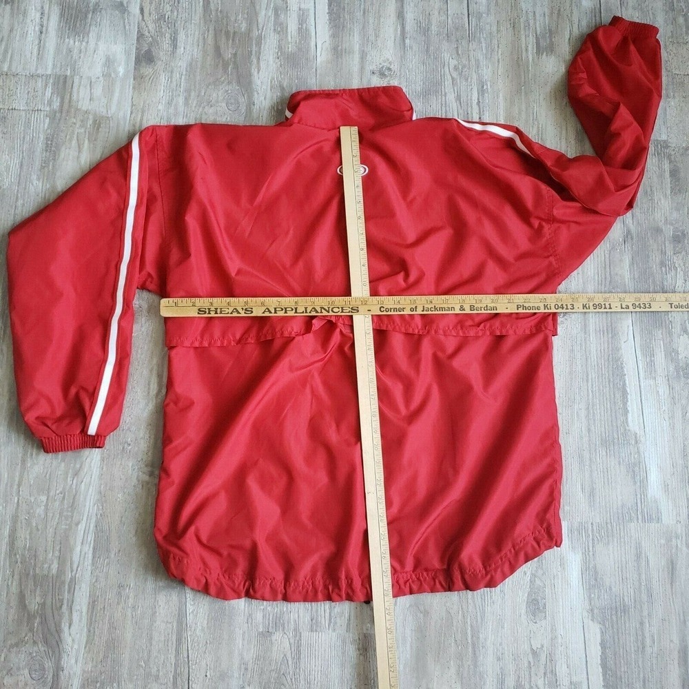 Easton Mens Vintage 80s 90s Jacket Red‎ Baseball Track Coach Vented Windbreaker - Picture 11 of 12